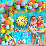 Tropical Luau Balloon Arch Kit – 160pcs Summer Pool Party Decor with Beach Ball Balloon