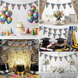 64Ft Iridescent Triangle Pennant Banner Flag Holographic Hanging Metallic Paper Bunting Garland For Hanging Backdrop Birthday Party Decorations Graduation Bridal Wedding Disco Shower Party Supplies