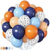 60pcs Dog Paw Balloons – Blue & Orange Latex Balloons for Puppy Theme Parties and Showers