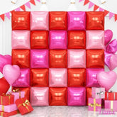 Pink Red Double Sided Square Foil Balloons Wall, 19 Inch Chrome Hot Pink Red Foil Balloons Tunnel Arch Kit For Girl Birthday Strawberry Valentine Theme Party Wedding Mother'S Day Decorations