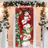 Christmas Door Cover For Front Door Snowman Front Door Covers Fabric Hanging Backdrop Door Banner Christmas Decorations Outdoor (Snowman Tree)