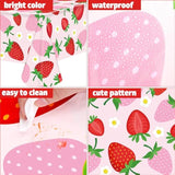2 Pcs Strawberry Party Tablecloth Disposable Strawberry Tablecloth Plastic Strawberry Theme Table Cover For Birthday Party Baby Shower Strawberry Theme Party Supplies, 54" X 108"