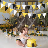 32Ft Yellow Black White Pennant Banner – 36Pc Bee Theme Fabric Bunting Garland