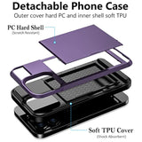 For Iphone 14 Pro Max Case Wallet Credit Card Holder Id Slot Sliding Door Hidden Pocket Men Women Anti-Scratch Dual Layer Hybrid Bumper Armor Protective Shell Back Cover Greypurple 6.7 Inch