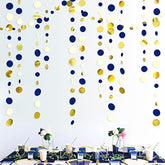 Navy Blue & Gold Dot Garland: 46ft Party Streamer