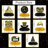 2026 New Year Honeycomb Centerpieces 8pcs Black Gold Table Toppers