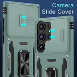 Case For Samsung Galaxy S23 Ultra With Slide Camera Cover,Rotated Ring Kickstand Military Grade Shockproof Protective Cover-Deep Purple