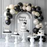 Black And White Balloons Arch Kit, 122Pcs Black And Sand White Balloon Garland Kit For Birthday Wedding Bridal Engagement Bachelorette Party Decorations