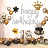 Silver Happy Birthday Balloon Banner 16 Inch Foil Mylar Birthday Letter Balloon Sign Hand Write Happy Birthday Balloons For Birthday Party Decorations Supplies