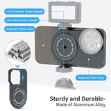 JJC 49mm Magnetic Lens Filter Mount Adapter for iPhone 13 Pro Max 14 Pro Max 15 Pro Max with MagSafe Case, Magnetic Filter Base with Cold Shoe Mounts & Silicone Lens Hood (Filters Not Included)