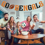 Go Bengals Banner - Football Game Day Party Banner, Bengals Fans, Sports Theme Party Decor Black Orange Glitter