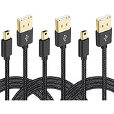 Mini Usb Cable Braided,3-Pack 3Ft Usb 2.0 Type A To Mini B Cable Charging Cord For Gopro Hero4,Hero 3,Ps3 Controller,Canon Powershot,Mp3 Players,Dash Cam,Digital Camera,Satnav For Garmin Nuvi