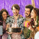 2 Pack Foil Curtain Backdrop Purple Metallic Tinsel Foil Fringe Curtains Photo Booth Props For Birthday Wedding Engagement Baby Shower Bachelorette Christmas Holiday Celebration Party Decorations