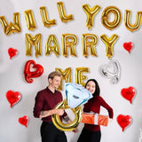 Will You Marry Me Letter Balloons Banner, 16Inch Gold Letter Foil Ball