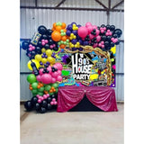 90s House Party Backdrop Hip Hop Graffiti Retro Radio Brick Wall Banner (6x3.6ft)