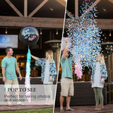Gender Reveal Balloons: 36" Black Balloons with Pink & Blue Confetti