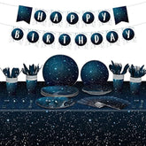 171-Pcs Galaxy Party Tableware Set - Plates, Napkins & Decor for 24 Guests