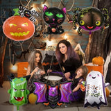 6 Pack Large Halloween Foil Balloons Set Ghost Cat Spider Pumpkin Bat Monster Decor