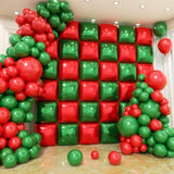 50 Pcs Red & Green Foil Wall & 128 Pcs Balloon Arch Kit for Christmas Decor
