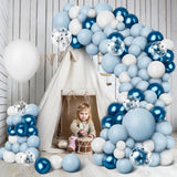Blue Balloon Garland Arch Kit, 109 Pcs Macaron Blue Confetti & Metalli