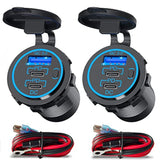 Usb C Car Charger Socket 12V Usb Outlet 2 Pack,78W Rv Usb Outlet Dual 30W Pd Usb-C And 18W Qc3.0 Car Usb Port With Button Switch Waterproof For Car Rv Boat Marine Truck Motorcycle Ect