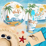 Surf'S Up Party Decorations Tableware For Boys - Surf Birthday Party Supplies, Paper Plate, Cup, Napkin, Cutlery, Tablecloth, Summer Hawaiian Beach Wave Surfing Birthday Decorations | Serve 24