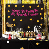 Pre-Strung Happy Birthday To My Favorite Human - Funny Birthday Pink Glitter Banner - Funny Birthday Decorations For Men And Women - Party Supplies And Gifts
