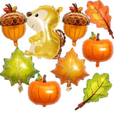 9PCS Thanksgiving Balloons Fall Acorn Pine Cone Leaf Squirrel Party Decor