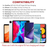 6.6Ft 2-Pcs Supervooc Usb-C To Usb-C Cable For Oneplus 10T 5G 9 Pro 8T, Type C Warp Charge Dash Charger Cable 80W 65W Super Pd Fast Charging Cord For Samsung Fold 6 Flip 5 S24 S23 Tab S9 Ipad Macbook