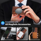 for Galaxy S26 Ultra Case, Compatible with MagSafe, Premium Leather Luxury Slim PU Non-Slip Grip Shockproof Protective Cover Magnetic Phone