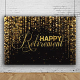 10x8ft Happy Retirement Backdrop Black and Gold Retirement Banner for Men Party Photography Background Gold Glitters Celebrate Party Decorations Photo Studio Props Banner Supplies Wallpaper
