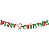 Merry Christmas Banner Glitter Red &Green Christmas Bunting Banner Sign For Xmas Decorations Indoor Christmas Home Wall Fireplace Mantel Décor