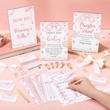 476 Pink Bow Coquette Baby Shower Games 6 Sets Activities Card Pacifier Hunt Game 50 Pacifier How Big Is Mommy'S Belly Sign 50 Guessing Card 2 Measuring Tape Don'T Say Baby Sign 50 Clothespin