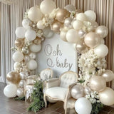 White Balloon Arch Pearl White Balloons Gold Balloon Arch Kit Pearl Sand Balloons Different Size For Wedding Bridal Anniversary Engagement Prom Party Decorations