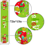 Merry Christmas Table Runner Xmas Winter Holiday Believe Theme Party Decoration Green Elf Home Kitchen Dining Room Decor 72Inches Long