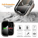 Compatible For Watch Series 7/8/9 45Mm Hard Case With Tempered Glass Screen Protector, Unique Design Hard Pc Cover, Bumper Full Coverage Accessories For Iwatch 7/8 45Mm