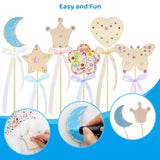 Princess Fairy Wand Kit Include 18 Unfinished Wood In 6 Styles 3 Sheet Gem Stickers 18 Ribbons Craft Kit For Halloween Princess Fairy Cosplay Party Favors For Adult