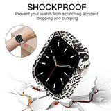 Leopard Patterned Ultra-Thin Hard PC Bumper Case for Apple Watch Series 7/8/9 45mm, Shockproof Edge Protective Cover Frame, No Screen Protector Included