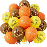 Thanksgiving Balloons Set 12Inch Brown Orange Yellow Latex Pumpkin Turkey Balloons for Fall Party Decor