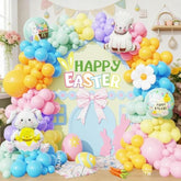 Easter Balloon Arch Kit Garland, 139Pcs Pastel Rainbow Balloons With Bunny Lamb & Daisy Balloon For Easter Spring Birthday Baby Shower Party Decorations Easter Egg Hunt