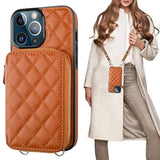 Crossbody Wallet Case For 13 Pro Max, Rfid Blocking Pu Leather Zipper Handbag Purse Flip Cover, Kickstand Folio Case With Card Slots Holder Wrist Strap Lanyard 5G 6.7 Inch (Brown)