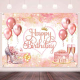 Rose Gold Happy Birthday Backdrop – 5x3ft Pink Banner for Girls' Party Decor & Photo Background
