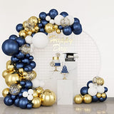 174Pcs Navy Blue Gold Balloons Garland Arch Kit, Metallic Gold Latex White Confetti Mixed Sizes Balloons Foil Balloons For Baby Shower Birthday Party Wedding Graduation Decoration