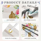 Spring Christian Door Banner With God All Things Are Possible Spring Easter Cross Banner Backdrop For Christian Holiday Photo Prop Booth 3X6Ft