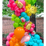 155Pc Tropical Hawaiian Luau Balloon Arch Kit: Pineapple, Flamingo & Summer Decor