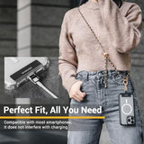 Cell Phone Chain Lanyard Crossbody with Tether Tab & Attachment Clip, Metal & Leather Strap with 360 Rotatable Buckle Adjustable Length, Chic