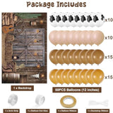50pcs Western Balloons & Backdrop Set for Cowboy Party Decorations