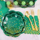 Green And Gold Party Decorations,Green Plates And Napkins Party Supplies For 25 Guests,Graduation Plates For Birthday Wedding Graduation Decorations