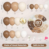157-Pcs Brown & Neutral Balloon Garland Arch Kit for Parties & Showers