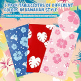 3 Sheets Hawaii Hibiscus And Tropical Leaves Tablecloth Birthday Party Decorations Blue Alien Cartoon Table Covers For Birthday Party Supplies